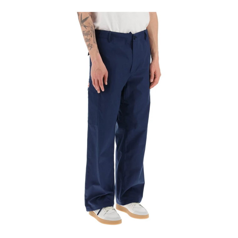 Klasyczne niebieskie bawełniane Spodnie cargo Kenzo