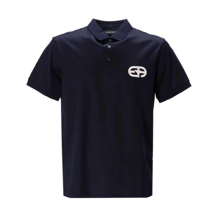 Granatowy Polo Shirt z Logo-Patchem i Guzikami Emporio Armani