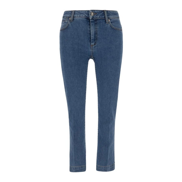 Cropped Niebieski Denim z Kieszeniami Sportmax