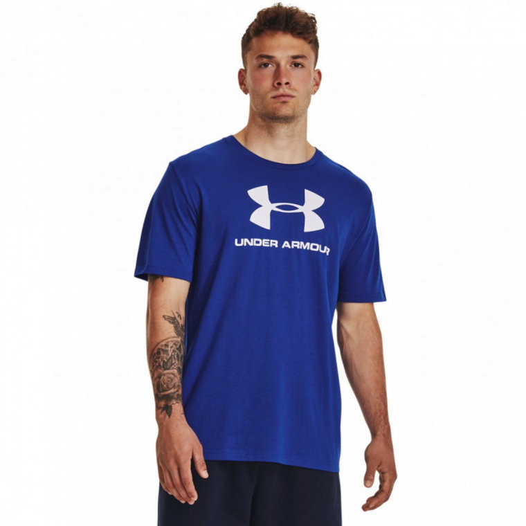 Męski t-shirt z nadrukiem Under Armour Sportstyle Logo SS - niebieski
