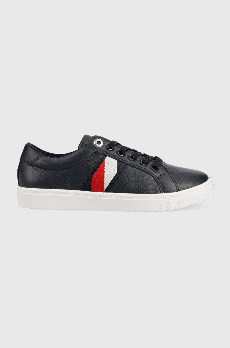 Tommy Hilfiger sneakersy skórzane Corporate Tommy Cupsole kolor granatowy