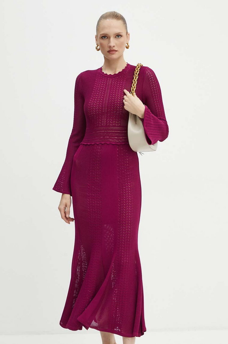 Twinset sukienka kolor fioletowy maxi prosta 242TP3050