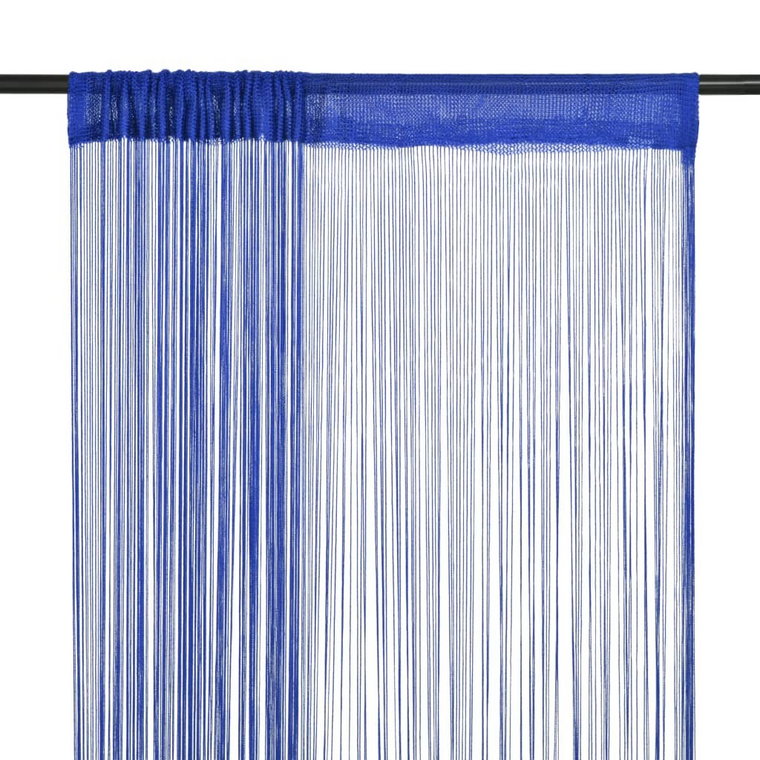 Zasłony sznurkowe, niebieskie, 100x250 cm, 2 szt.