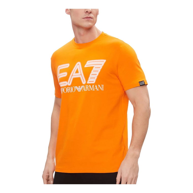 Pomarańczowy Tiger T-Shirt z nadrukiem logo Emporio Armani EA7