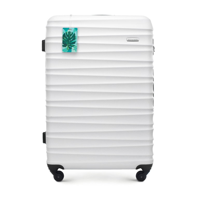 Duża walizka z zawieszką biała