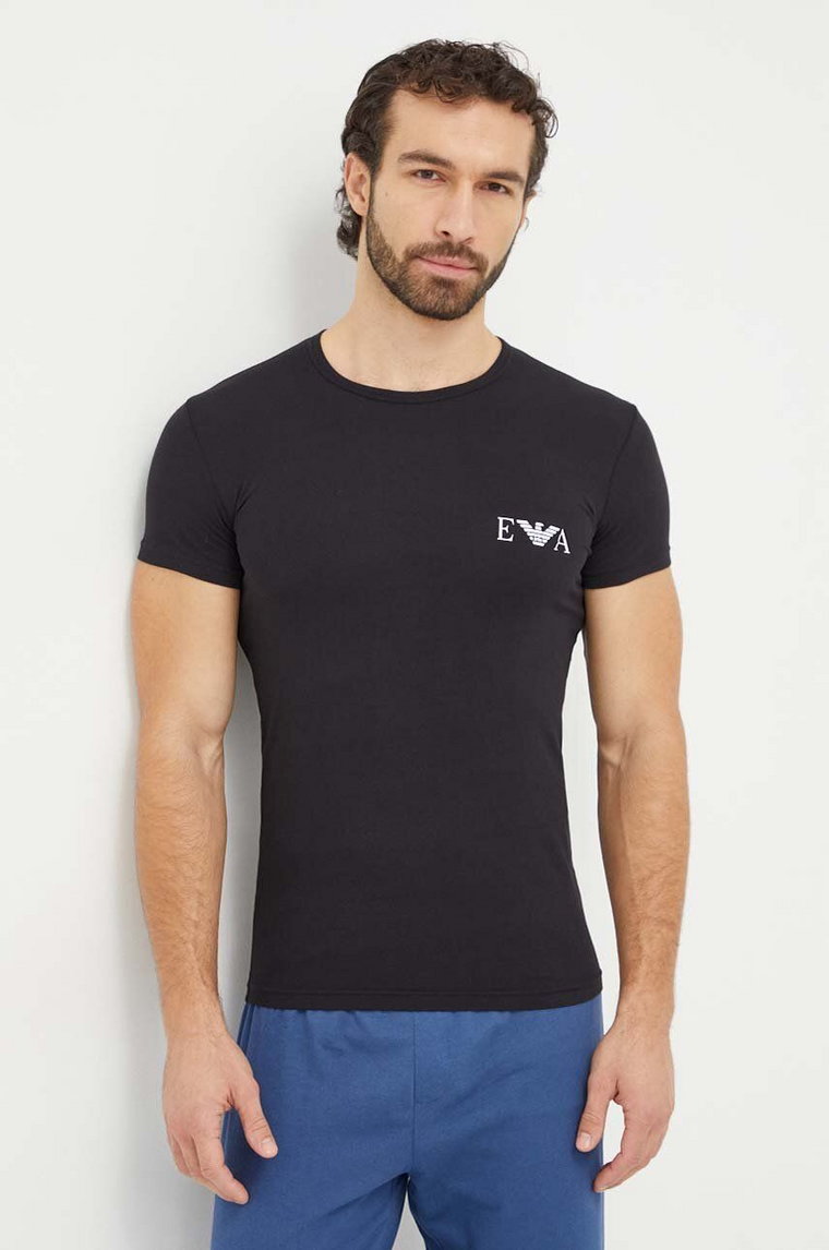 Emporio Armani Underwear t-shirt lounge 2-pack kolor czarny z nadrukiem