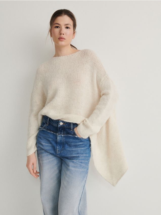 Reserved - Sweter oversize - kremowy