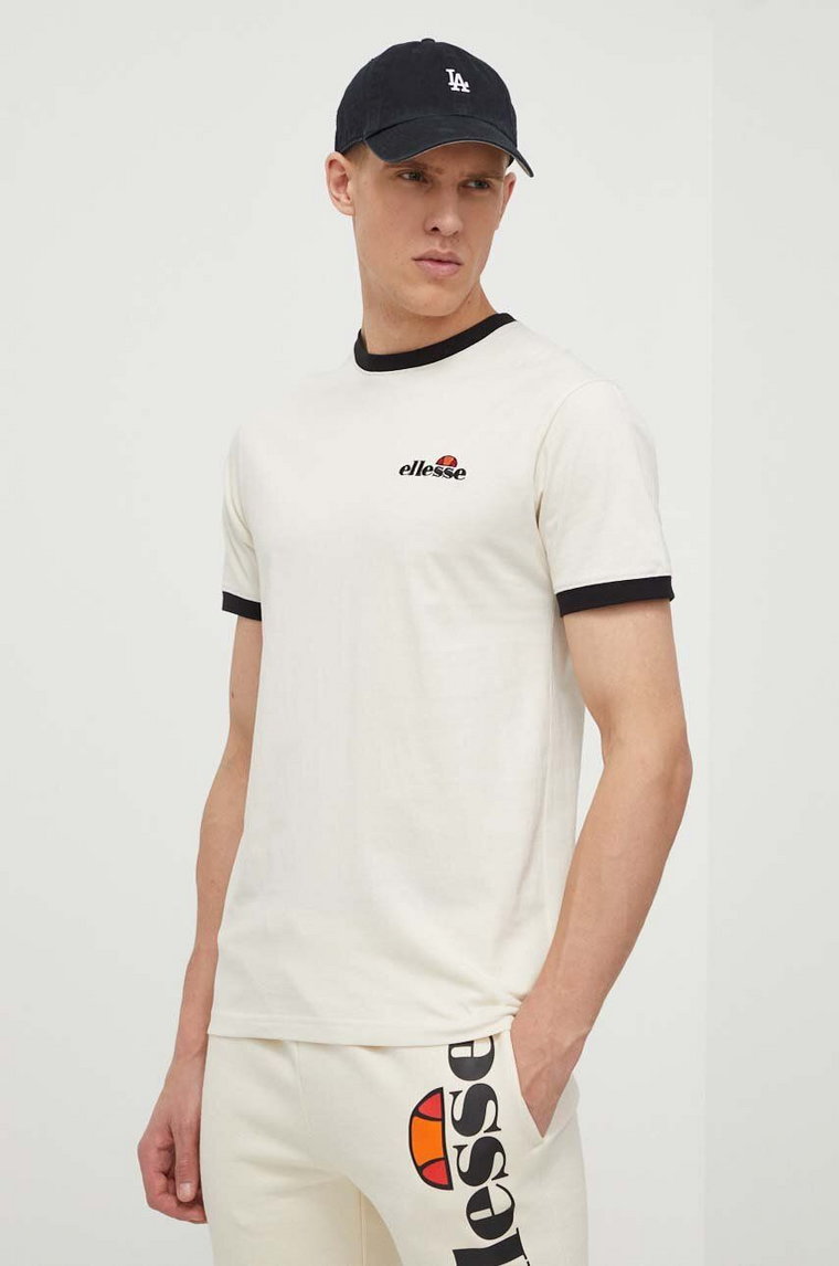 Ellesse t-shirt bawełniany Meduno T-Shirt męski kolor beżowy z aplikacją SHR10164