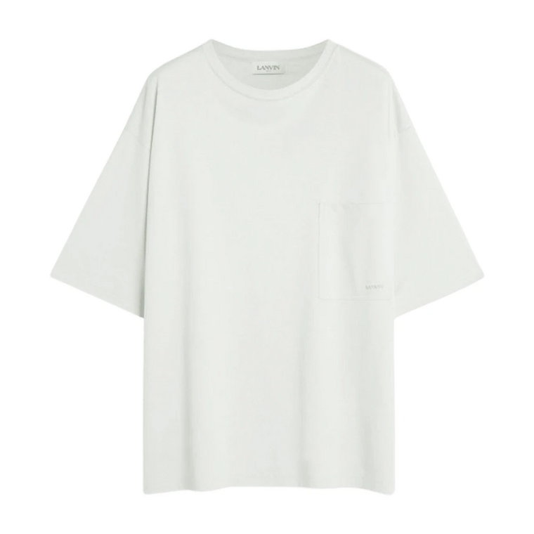 Biała Koszulka z Kieszenią Oversize z Bawełny Lanvin