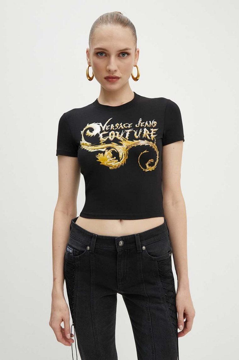Versace Jeans Couture t-shirt damski kolor czarny 77HAHC00 CJ02C