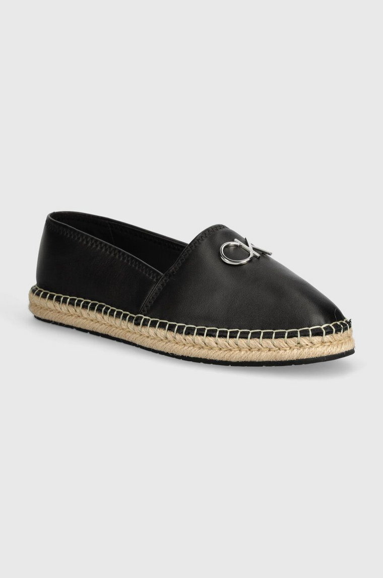 Calvin Klein espadryle skórzane ESPADRILLE RE LOCK LEATHER kolor czarny HW0HW02036