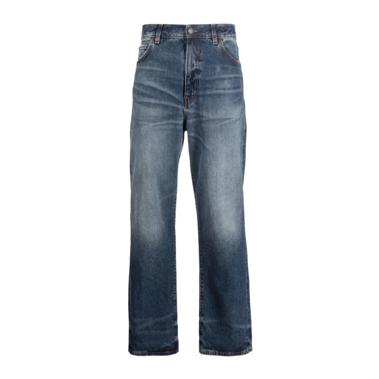 Niebieskie Stonewashed Straight-Leg Jeans Haikure