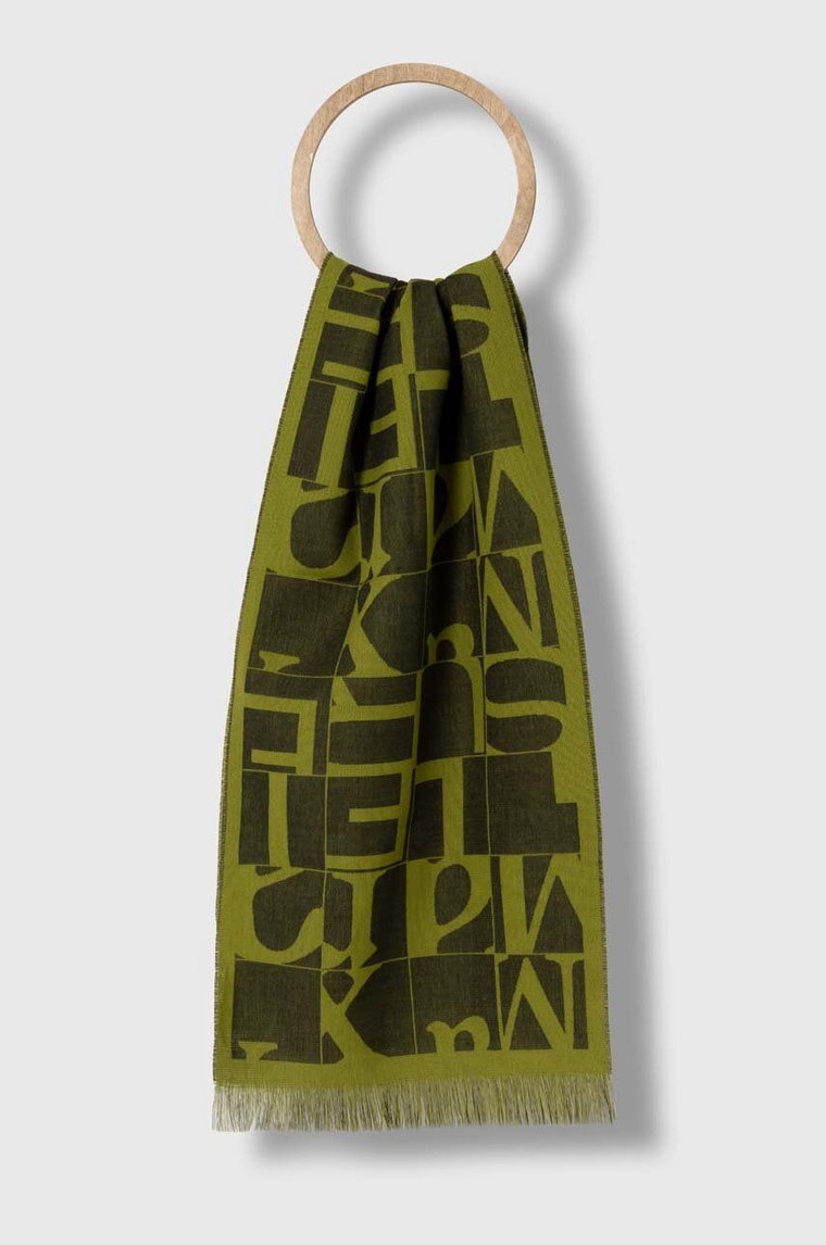 Max Mara Leisure szalik z domieszką wełny kolor zielony wzorzysty 2416541027600