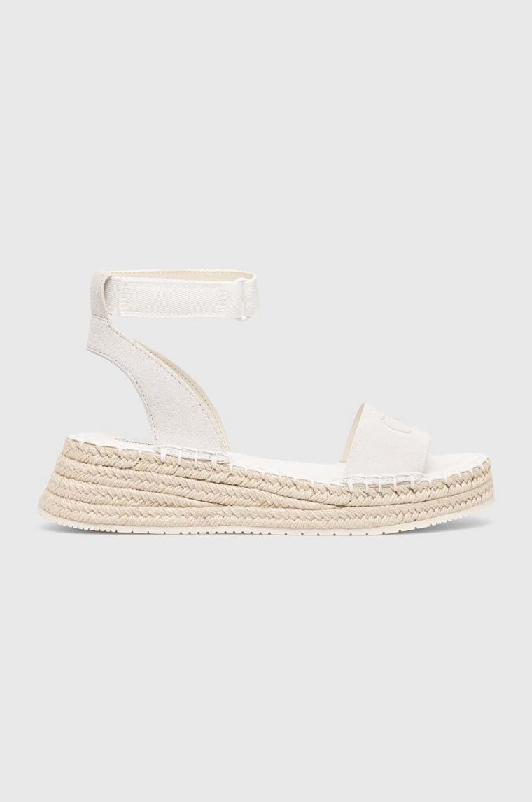 Calvin Klein Jeans sandały SPORTY WEDGE ROPE SU CON damskie kolor biały na platformie YW0YW00977