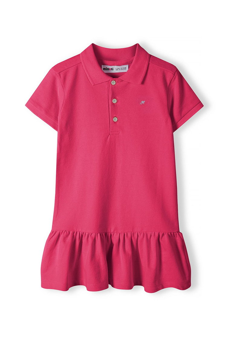 Różowa sukienka polo z krókim rękawem dla niemowlaka