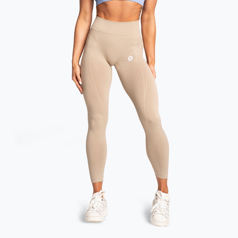 Legginsy damskie Gym Glamour Basic Scrunch beige