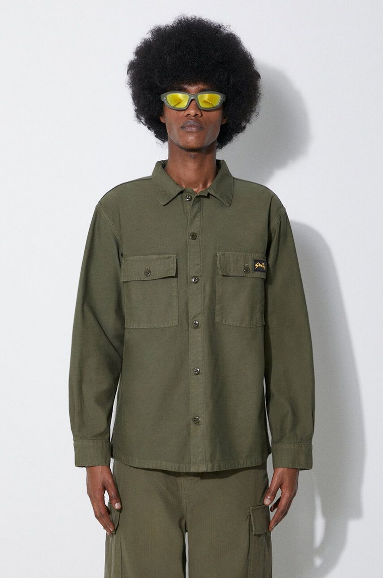 Stan Ray koszula bawełniana Cpo Shirt męska kolor zielony regular z kołnierzykiem klasycznym CE2403321