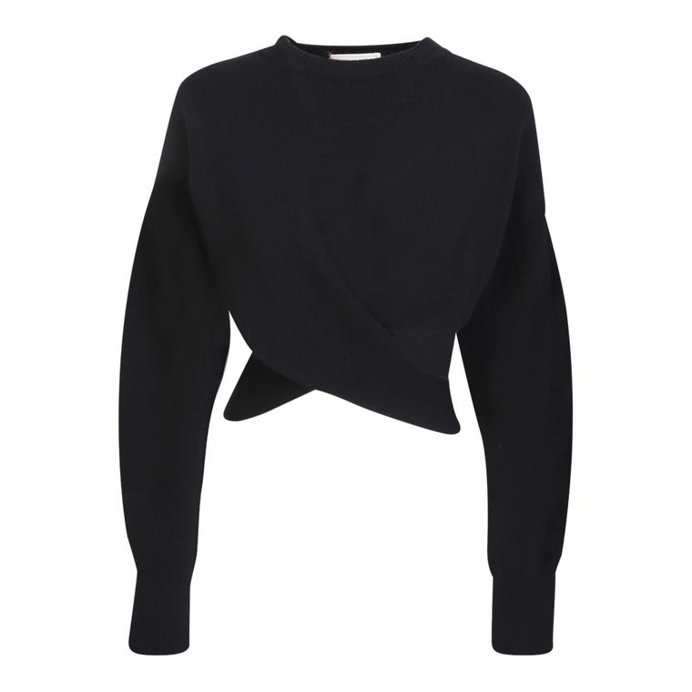 Czarny Sweter z Krzyżującym się Wzorem Alexander McQueen