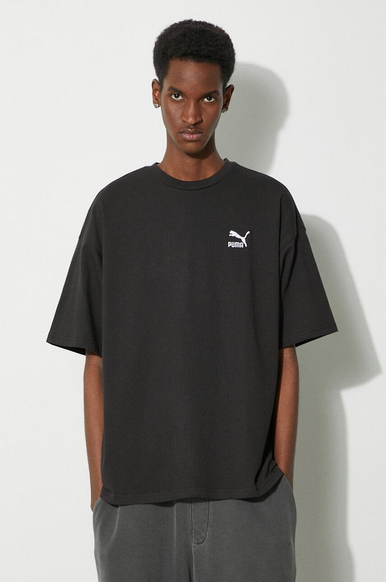 Puma t-shirt bawełniany  BETTER CLASSICS męski kolor czarny z aplikacją 679188