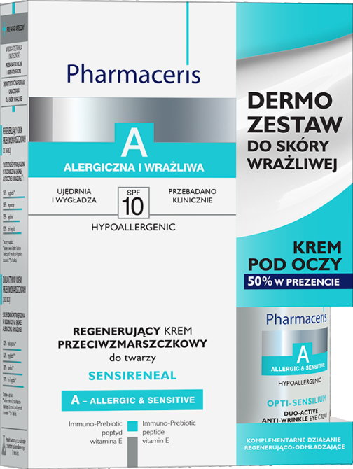 PHARMACERIS A ZESTAW DERMO Do Skóry Wrażliwej Regenerujący Krem Przeciwzmarszczkowy Do Twarzy SENSIRENEAL - 30ml + Duoaktywny Krem Przeciwzmarszczkowy Pod Oczy OPTI-SENSILIUM - 15ml