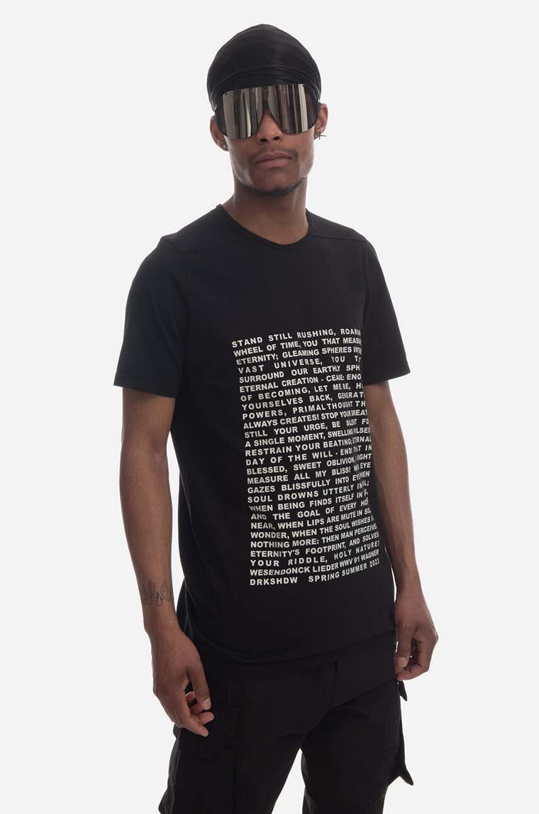 Rick Owens t-shirt bawełniany kolor czarny z nadrukiem DU01C6250.RNEP3-CZARNY