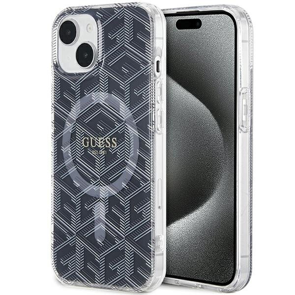 Guess GUHMP15SHGCUSTGK iPhone 15 / 14 / 13 6.1" czarny/black hardcase IML GCube MagSafe