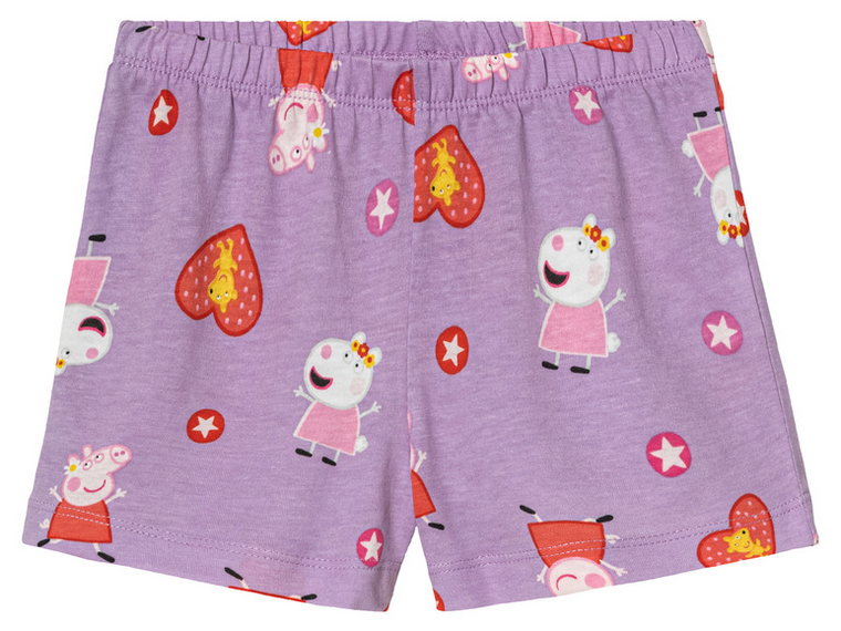 Piżama dziecięca bawełniana z kolekcji Świnki Peppy (t-shirt + spodenki) (86/92, Fioletowy)