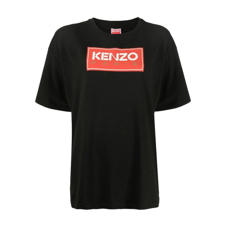 Czarna Oversize T-shirt z Nadrukiem Kenzo