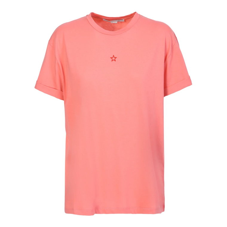 Różowa koszulka z haftowaną gwiazdą Stella McCartney