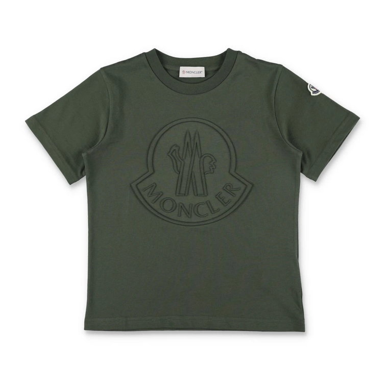 Zielony T-shirt z krótkim rękawem dla chłopców Moncler