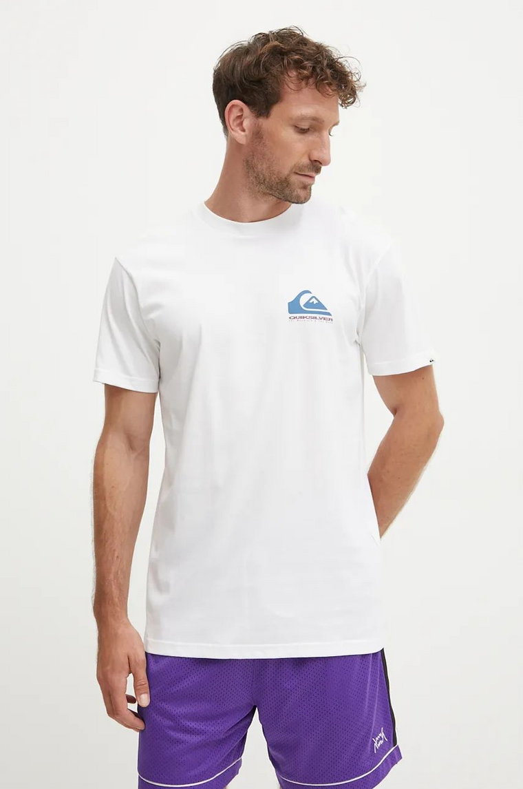 Quiksilver t-shirt bawełniany Eye on Horizon męski kolor beżowy z nadrukiem EQYZT07919