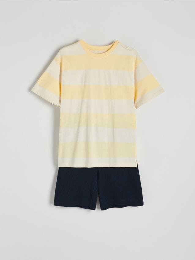 Reserved - Dwuczęściowa piżama w paski - jasnożółty