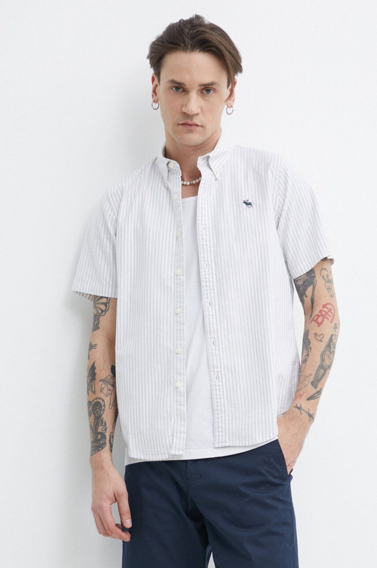 Abercrombie & Fitch koszula męska kolor szary regular z kołnierzykiem button-down