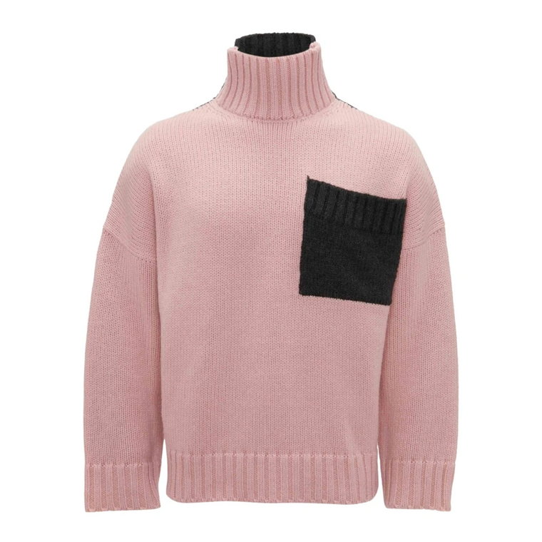 Sweter z kieszenią w kontrastującym kolorze Różowy/ Szary JW Anderson