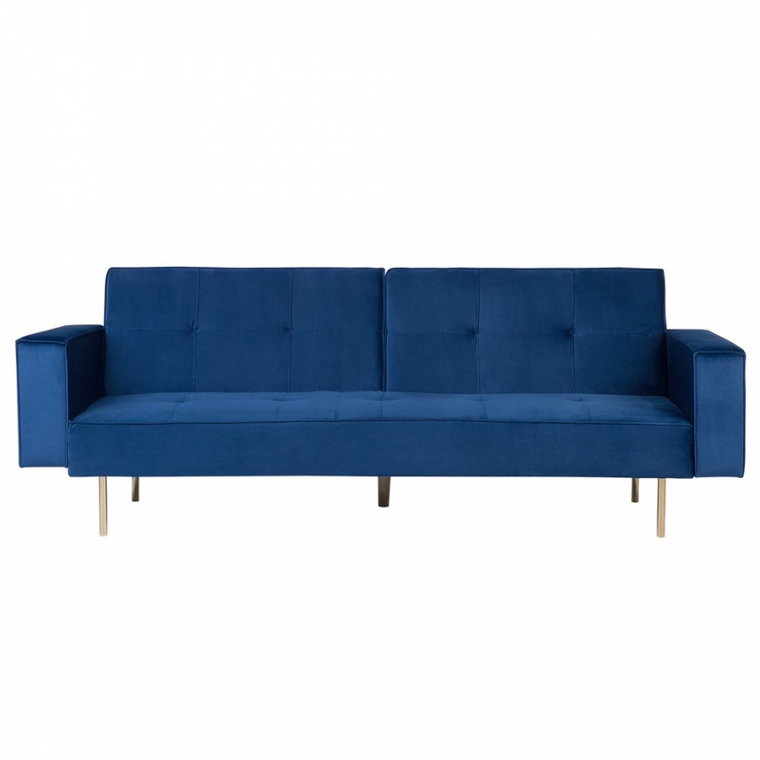 Sofa rozkładana welurowa niebieska VISNES kod: 4251682206006