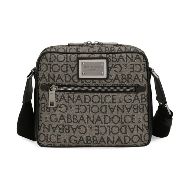 Logo-Print Jacquard Torba na Ramię, Brązowa Dolce & Gabbana