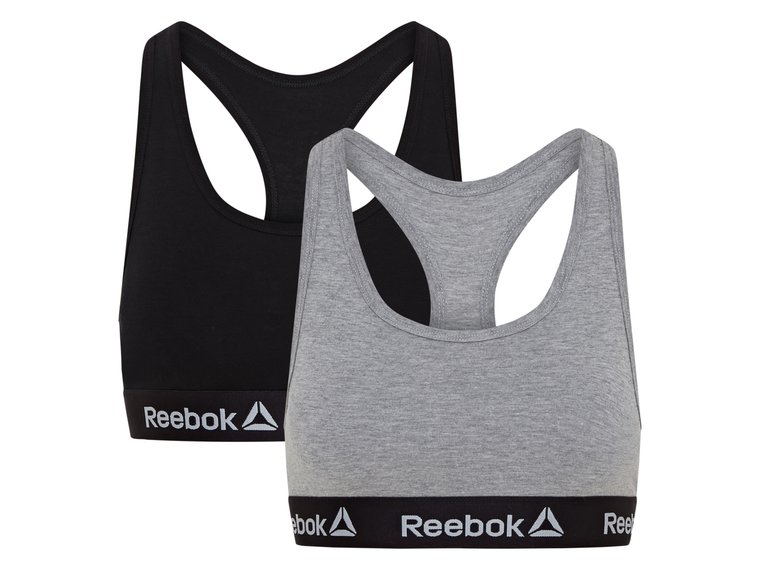 Reebok Biustonosz sportowy damski, 2 sztuki (S, Czarny/ szary)