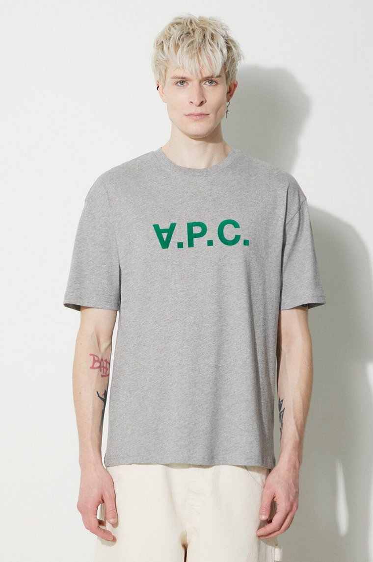 A.P.C. t-shirt bawełniany T-Shirt River męski kolor szary z nadrukiem COFDW.H26324.PLB