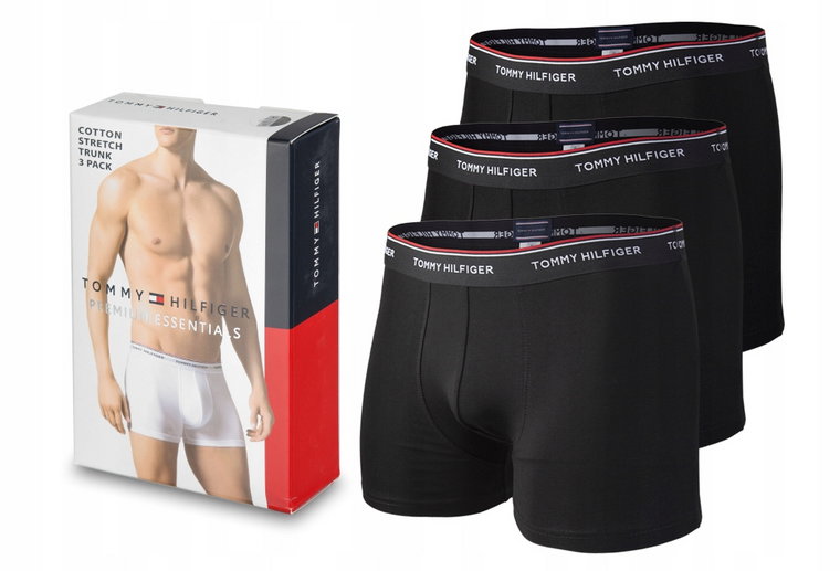 Bokserki Tommy Hilfiger Męskie Bielizna Czarne 3 pack r. L