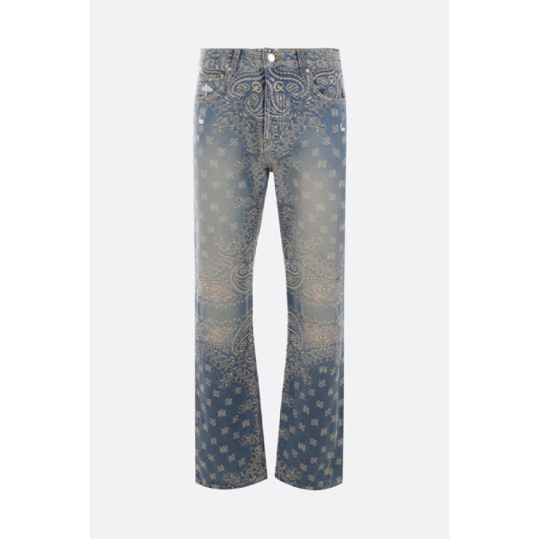 Bandana Jacquard Straight Leg Denim Jeans Amiri