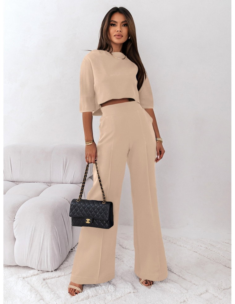 Elegancki komplet ze spodniami JASIRA - beżowy