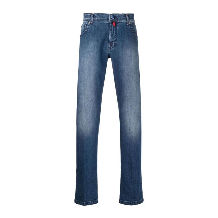 Niebieskie Low-Rise Slim-Fit Jeans Kiton