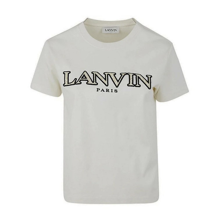 Szara Bawełniana Koszulka z Logo Aw23 Lanvin