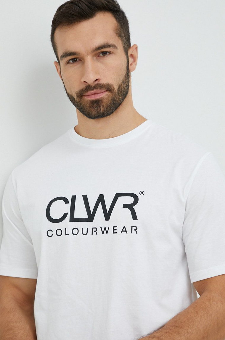 Colourwear t-shirt bawełniany kolor biały z nadrukiem