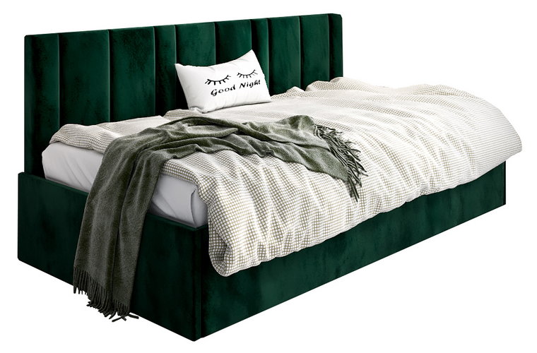 Zielone tapicerowane łóżko z oparciem Casini 4X - 3 rozmiary