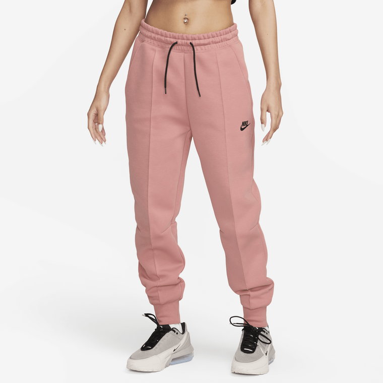 Damskie joggery ze średnim stanem Nike Sportswear Tech Fleece - Czerwony