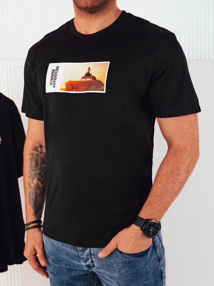 Koszulka męska z nadrukiem czarna Dstreet RX5485
