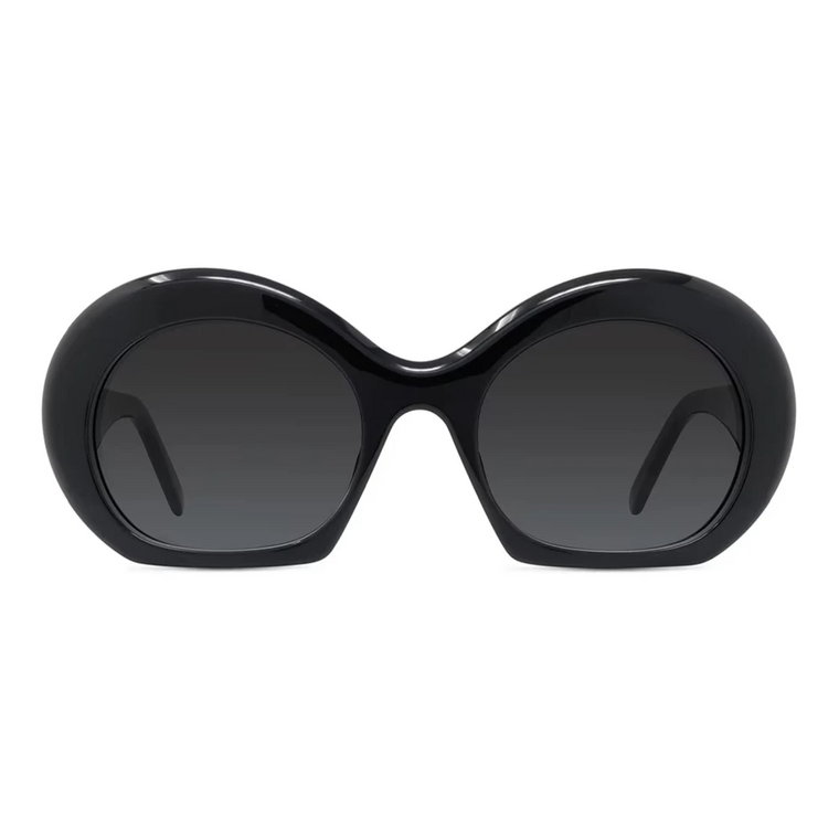 Błyszczące Czarne Okrągłe Okulary Przeciwsłoneczne Loewe