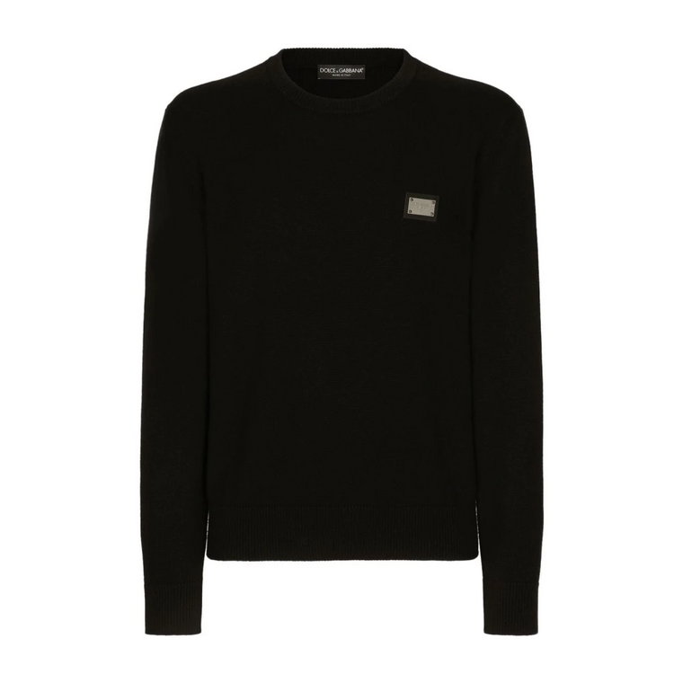 Czarny sweter z wełny dla mężczyzn Dolce & Gabbana