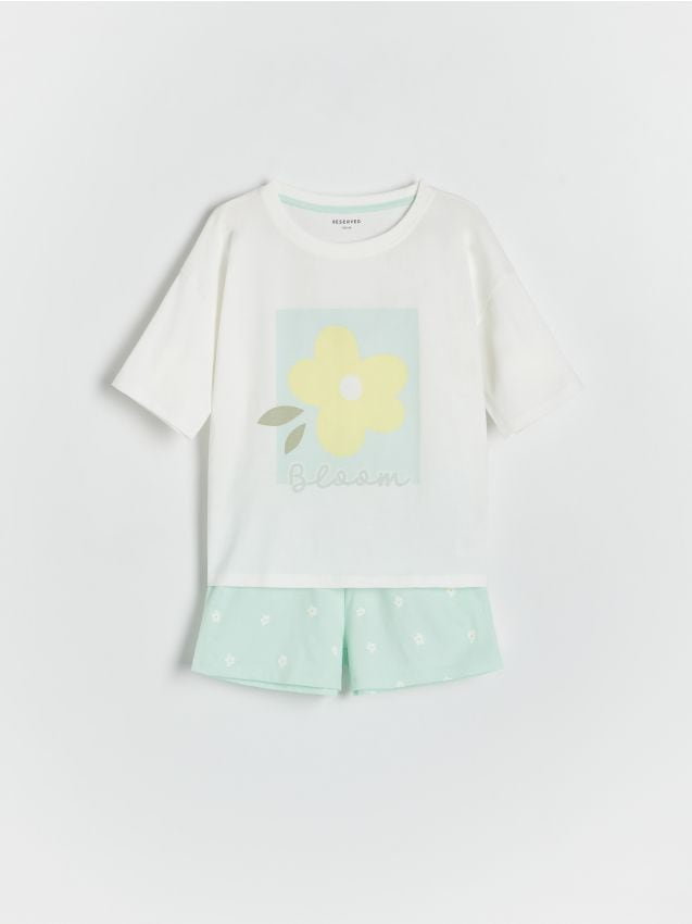 Reserved - Dwuczęściowa piżama z nadrukiem - jasnozielony